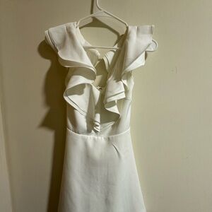 LULUS White Ruffled Skater Dress